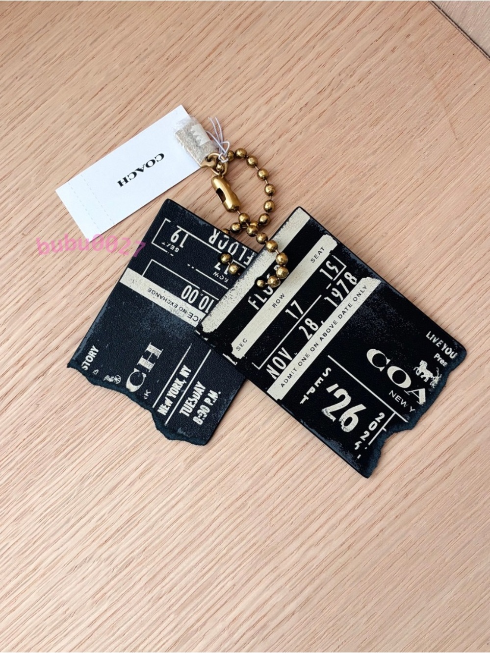 NWT🖤Coach Friendship Concert Ticket Bag Charm Black CHQ97
